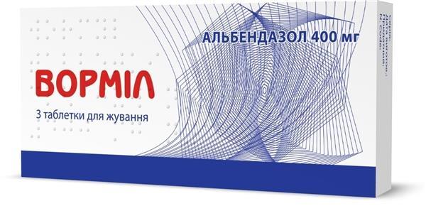Ворміл таблетки д/жув. по 400 мг №3