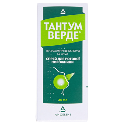 Тантум верде спрей д/рот. порож. 1.5 мг/мл по 30 мл у флак.