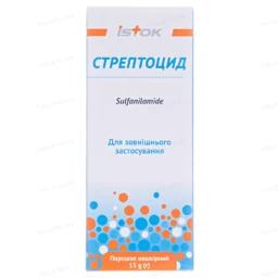 Стрептоцид порошок н/ш по 15 г у флак. полім. Стрептоцид порошок н/ш по 15 г у флак. полім.
